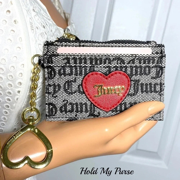 Juicy Couture Love Actually Mini Wallet Card & Coin Case Keychain Bag Charm NWT - Picture 5 of 6